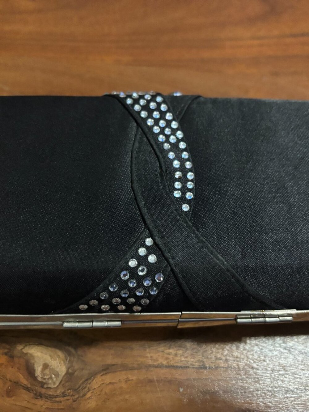 Bandolina Black with Rhinestone Design Clutch /Purse Vintage